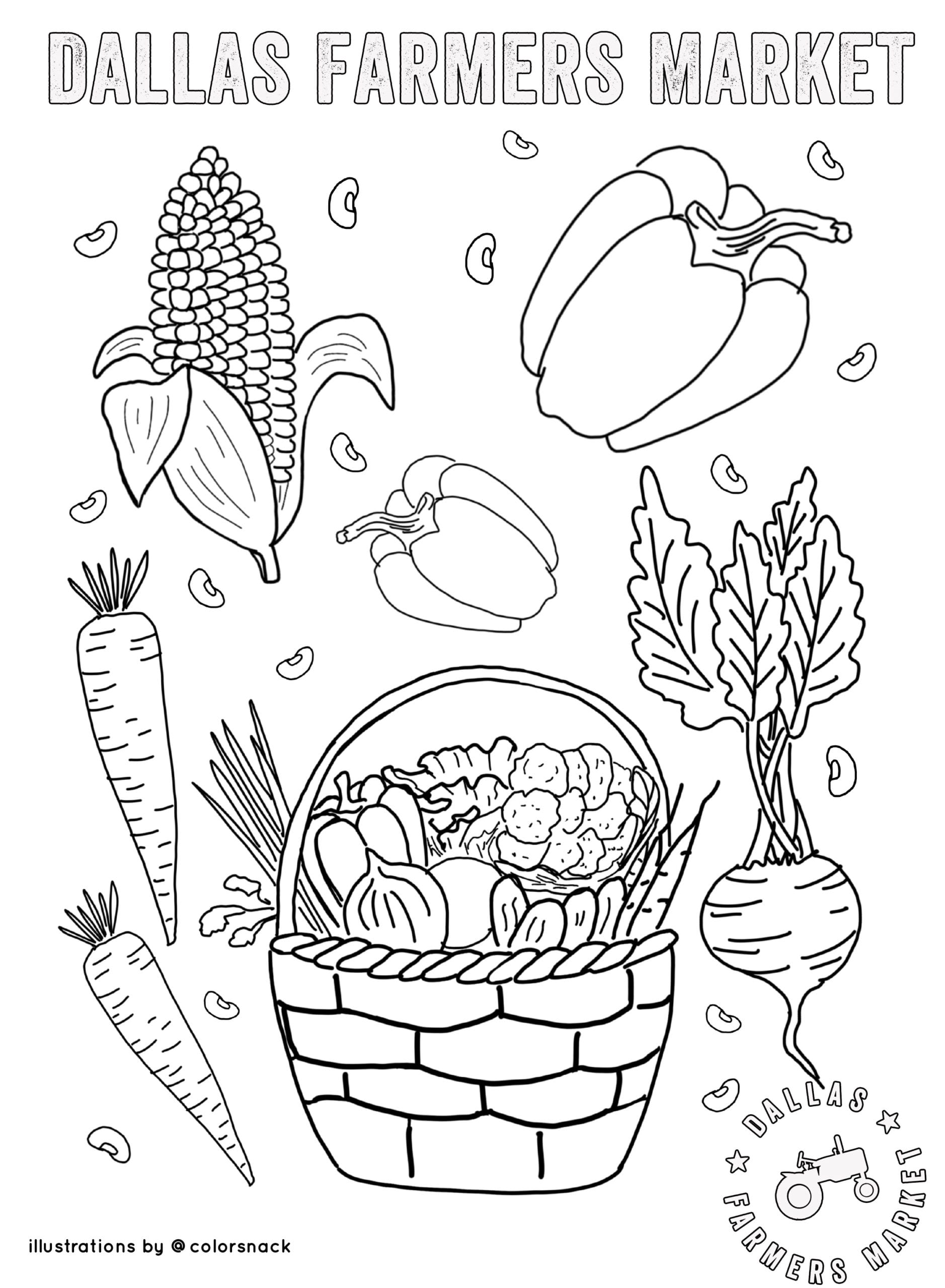 6 Farmer's Market Coloring Pages – Stamping