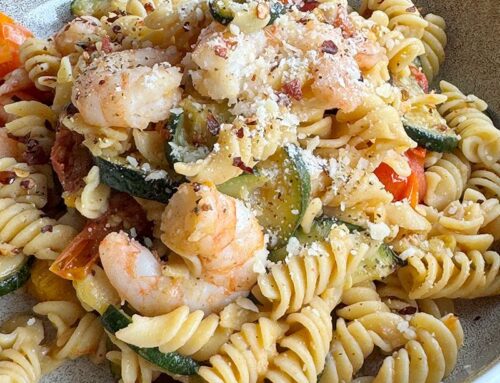 TOMATO ZUCCHINI SHRIMP PASTA
